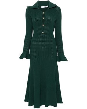 Self-Portrait Keyhole Knit Midi Dress - Green