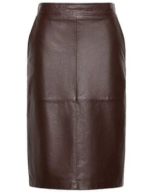 Max Mara Studio Timore Leather Pencil Skirt - Brown