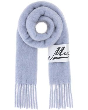 Marni Powder Alpaca Blend Scarf - Blue