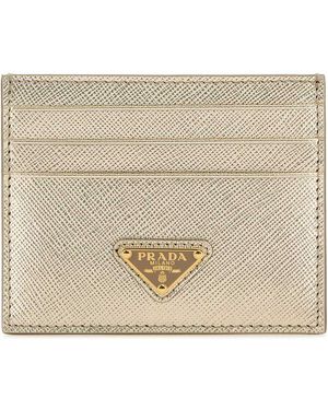 Prada Gold Leather Card Holder - Natural