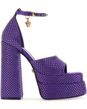 Versace Satin Medusa Aevitas Sandals - Purple