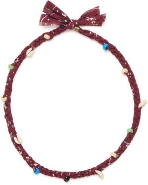 Alanui Collier bandana et coquillage cauri bordeaux - Rouge