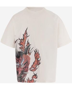 Y-3 Bedrucktes Baumwoll-T-Shirt - Weiß