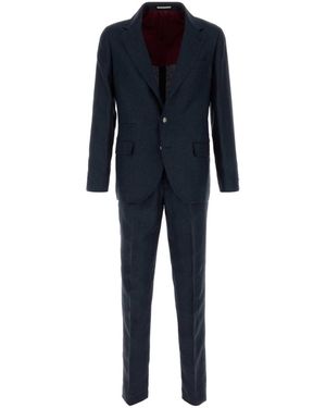 Brunello Cucinelli Navy Blue Silk Blend Suit