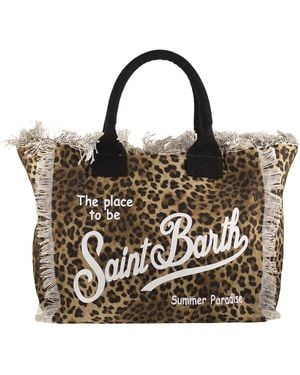 MC2 Saint Barth Vanity Canvas Bag With Animal Prints - Metallic