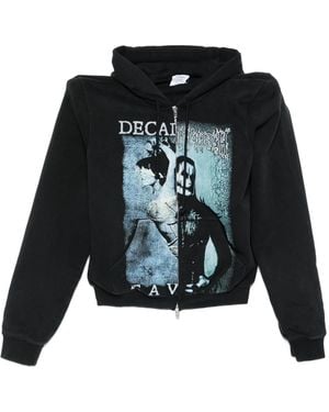 Vetements Cof Cut Up Extreme Shoulder Fitted Zip Up Hoodie - Black