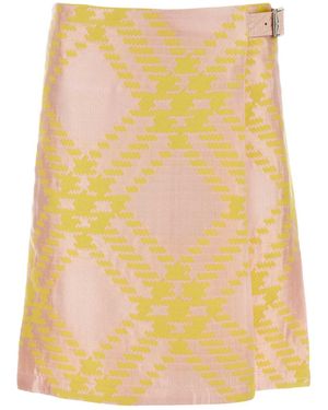 Burberry Embroidered Cotton Blend Skirt - Yellow