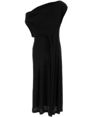 Co. Draped Off Shoulder Jersey Dress - Black