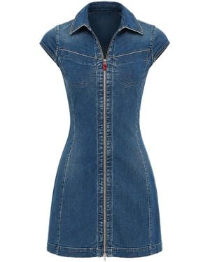 DIESEL Zip-Up Denim Mini Dress - Blue