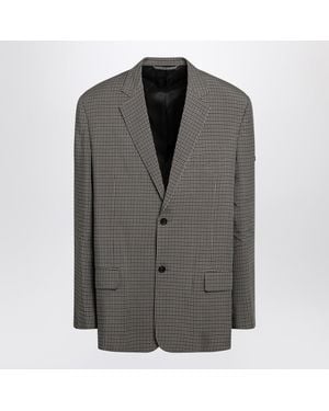 Balenciaga Khaki And Gingham Jacket - Gray