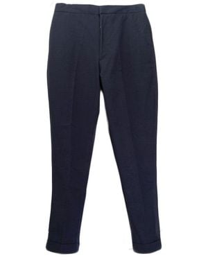 Officine Generale Plain Front Pants With Grosgrain Drawstring - Blau