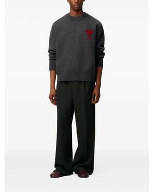 Ami Paris Pull Col Rond De Coeur - Schwarz