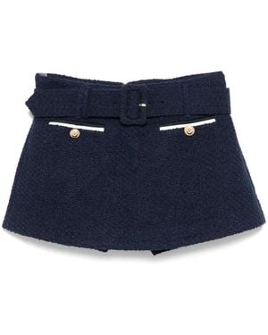 Self-Portrait Zelfportret Bouclé Mini -rok Met Shorts - Blauw