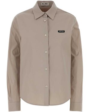 Miu Miu Stretch Poplin Shirt - Brown