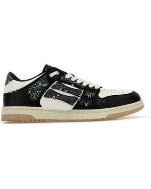 Amiri Tow-Tone Leather Bandana Skel Trainers - Black