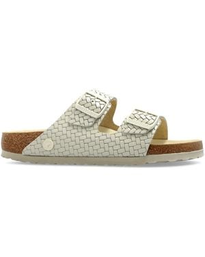 Birkenstock Arizona Ecru, Natural Leather Woven Embossed - Multicolour