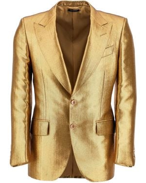 Tom Ford Elegante Bronzen Jas Met Enkele Borsten Gemaakt In Italië - Naturel