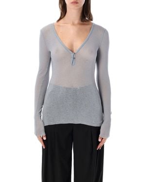 James Perse Cotton Cashmere Henley - Grey