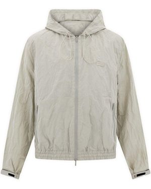 Ferragamo Beiger Blouson Mit Kapuze - Grau