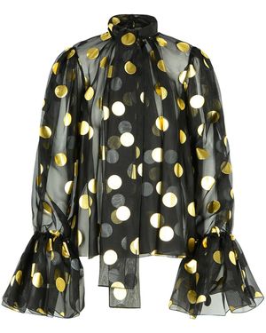 Dolce & Gabbana Polka Dot Lamé Blouse - Zwart