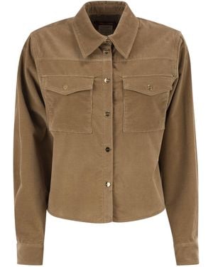 Max Mara Maxmara Studio Mstrivolo – Stretch Corduroy Shirt Jacket - Green