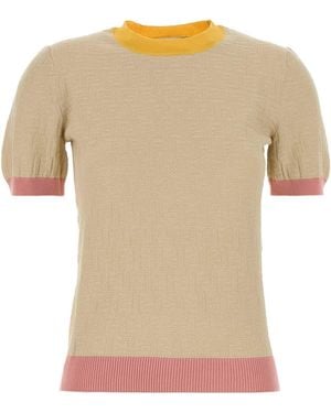 Fendi Sand Cotton Blend Jumper - Brown