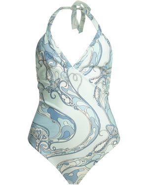 PUCCI "orchidee" Zwempak Uit Één Stuk - Blauw