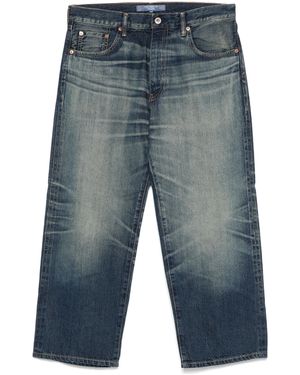 Junya Watanabe Cropped Jeans With Whiskering Effect - Blue
