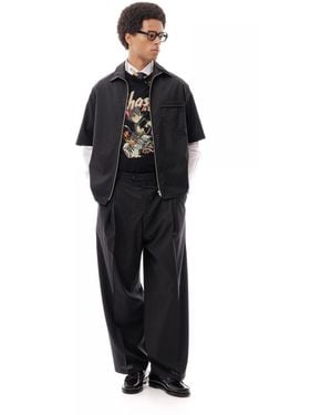 LC23 Gessato Lurex Zip Shirt - Black