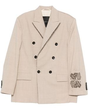 FEDERICO CINA Oversize Double Breasted Jacket - Natural