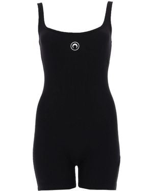 Marine Serre Jumpsuit Short Cotton Jumpsuits - Black