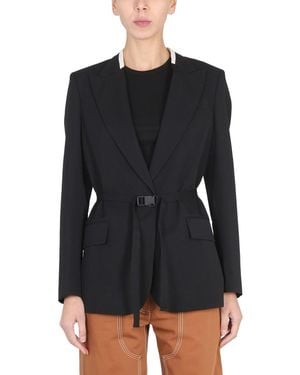 Stella McCartney Belted Blazer With Peaked Lapels - Black
