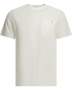 Valentino "Vltn" Camiseta Con Cuello Redondo - Blanco