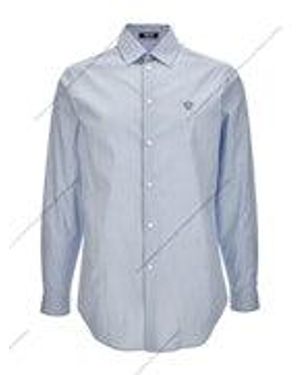 Versace Striped Cotton Shirt With Logo - Blue