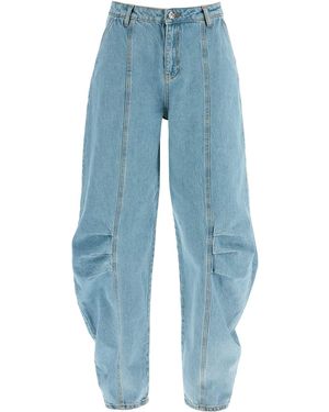 ROTATE BIRGER CHRISTENSEN Rotar jeans de diseño escultórico de mezclilla azul beige