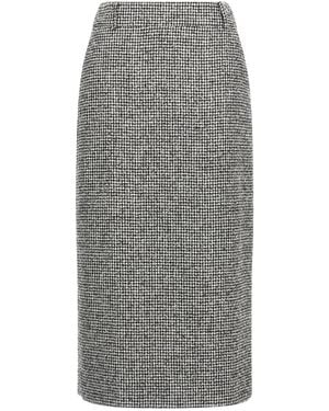 Ermanno Scervino Houndstooth Sheath Longuette Skirt With Back Split - Gray