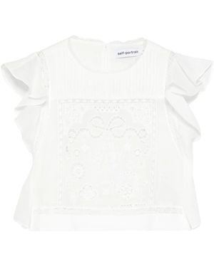 Self-Portrait Lace Frill Top - White