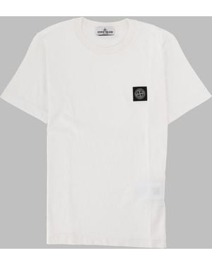 Stone Island Mini Graphic Tee For Boys - White