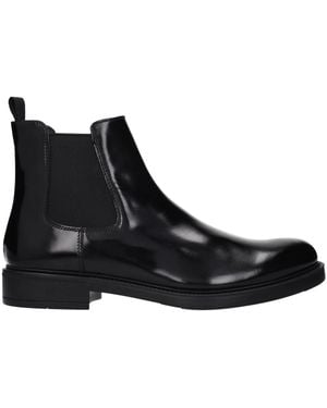 Prada Leather Ankle Boots - Black