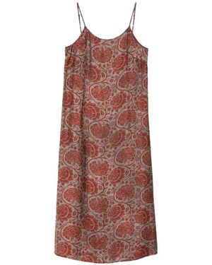 Uma Wang Midikleid Mit Blumen-Print - Braun
