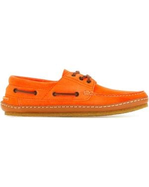 Saint Laurent Fluo Suede Ashe Loafers - Orange