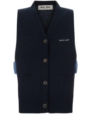Miu Miu Midnight Cashmere Vest - Blue