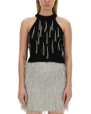 Alysi Top With Fringe - Black
