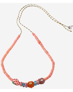 Sorbet Island Necklace With Assorted Glass Beads - White