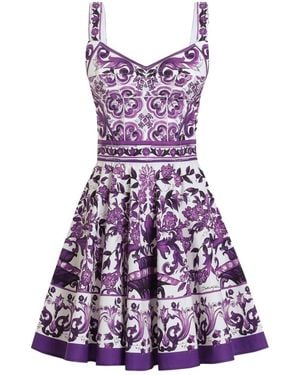 Dolce & Gabbana Elegante Abito Jurken - Paars