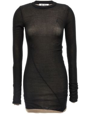 The Attico Two-Material Knit Mini Dress With Asymmetrical Hem - Schwarz