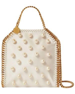 Stella McCartney Falabella Satin Crossbody Bag With Vegan Pearl Detail - Natural