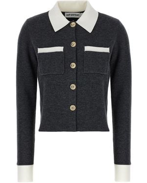 Self-Portrait Zelfportret 'grijs Contrastcollar' Vest - Zwart