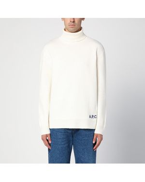 A.P.C. Wool Écru Turtleneck Jumper - White