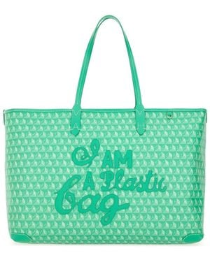 Anya Hindmarch I Am A Plastic Bag Zipped Motif Tote - Green